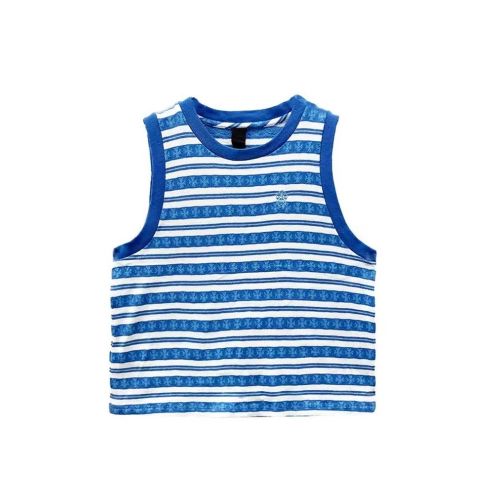 Chrome Hearts Teens From Mars Striped Plus Cross Tank Top